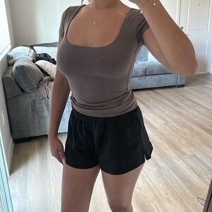 Brown scoop neck top